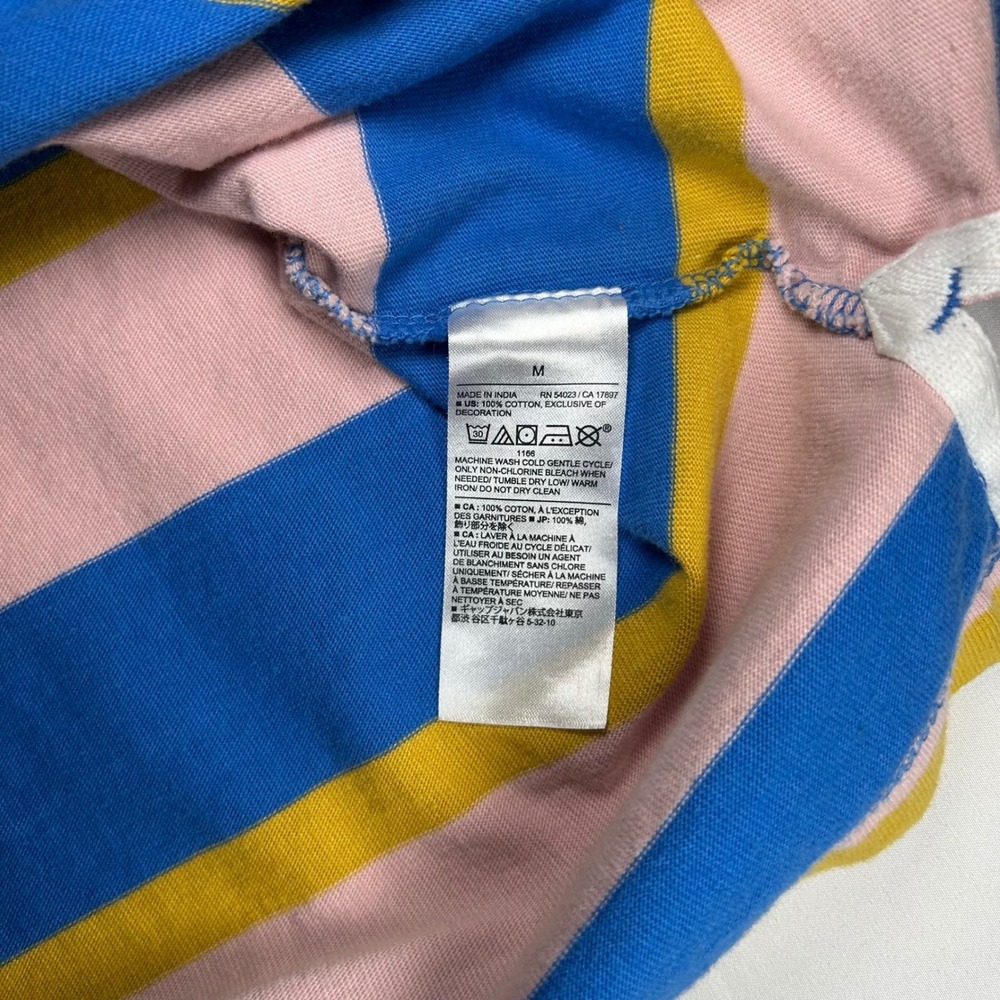 Banana Republic Rugby Polo Shirt Pink Blue Yellow Stripe Mens Size M - Picture 7 of 8